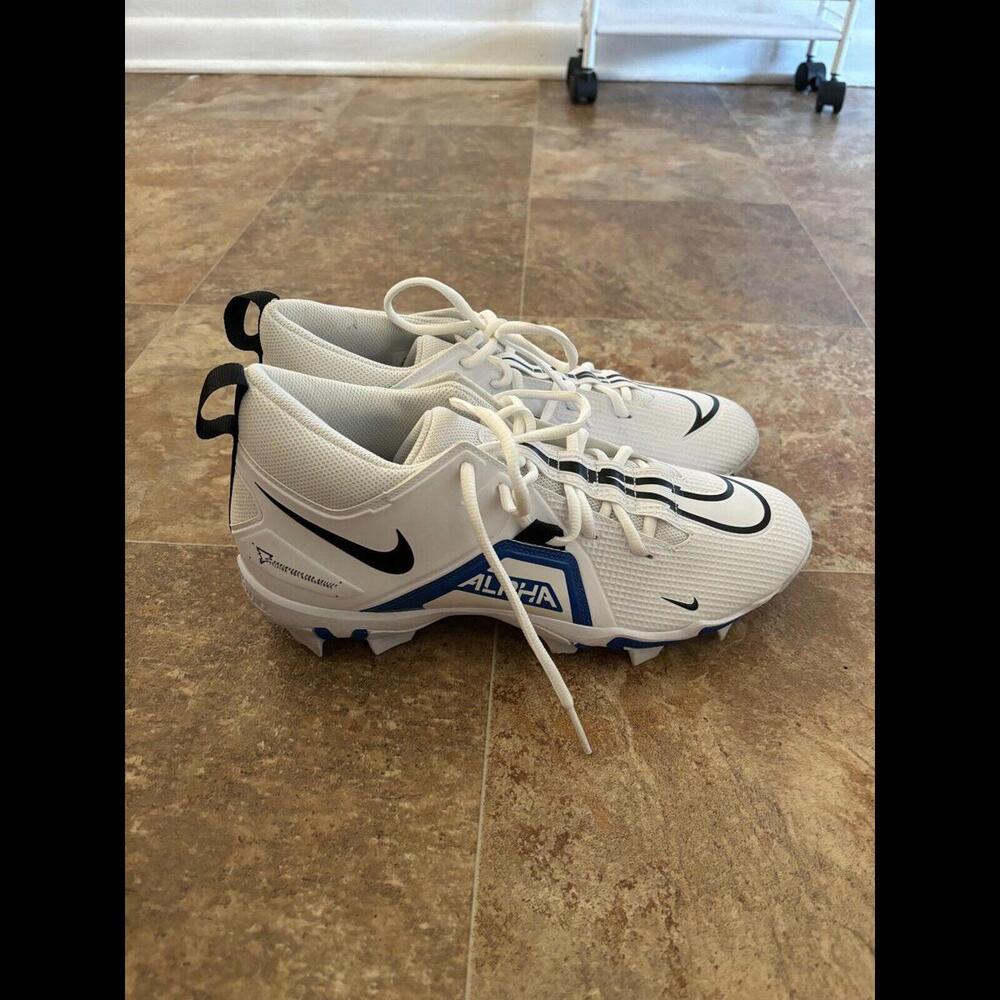 Nike Alpha Menace 3 Shark Men Size 10.5 Football Cleats White Game Royal